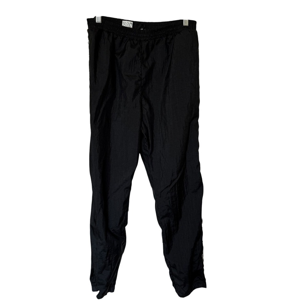 Vintage Track Pants Women Medium Black Good Leopard Side Stripe Nylon Joggers